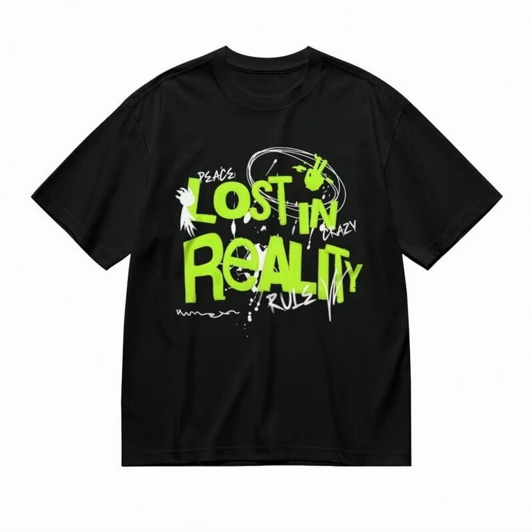 Men's Classic T-Shirt Neon Green Bold Slogan and White Chaos