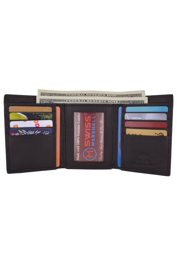 Men's Classic Trifold RFID Security Blocking Slim Credit Card ID Premium Leather Wallet