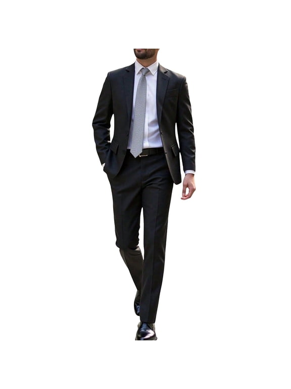 Men's Classic Two Piece Suit Set Regular Fit Blazer and Trousers for Wedding Office Business Daily Wear