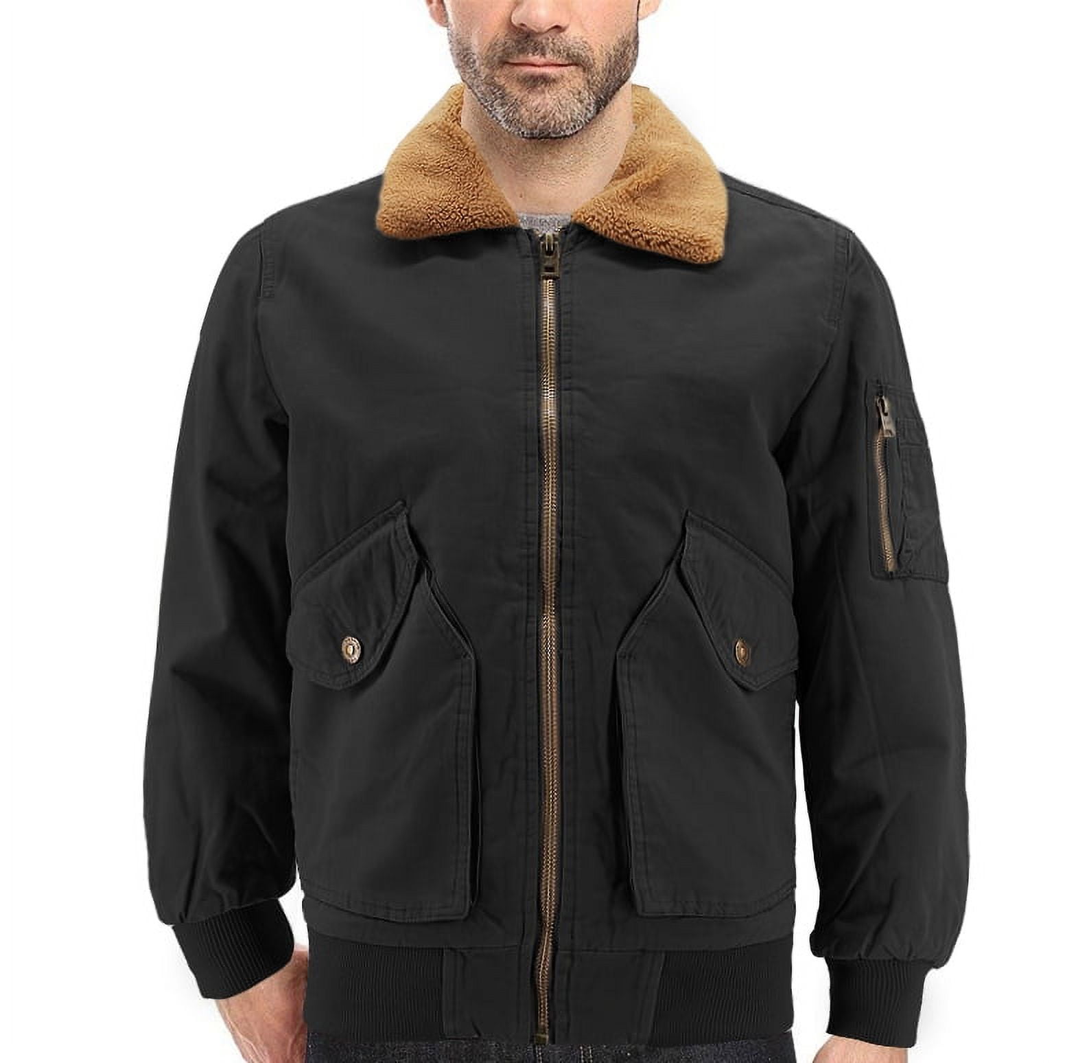 ジャケット・アウター The Prouder Cotton Fright Jacket Men's Classic Two Tone Cotton Sherpa Lined Zip Up Flight Pilot