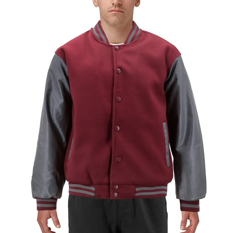 VKWEAR Men s Classic Two Tone Snap Button College Sports Jacket