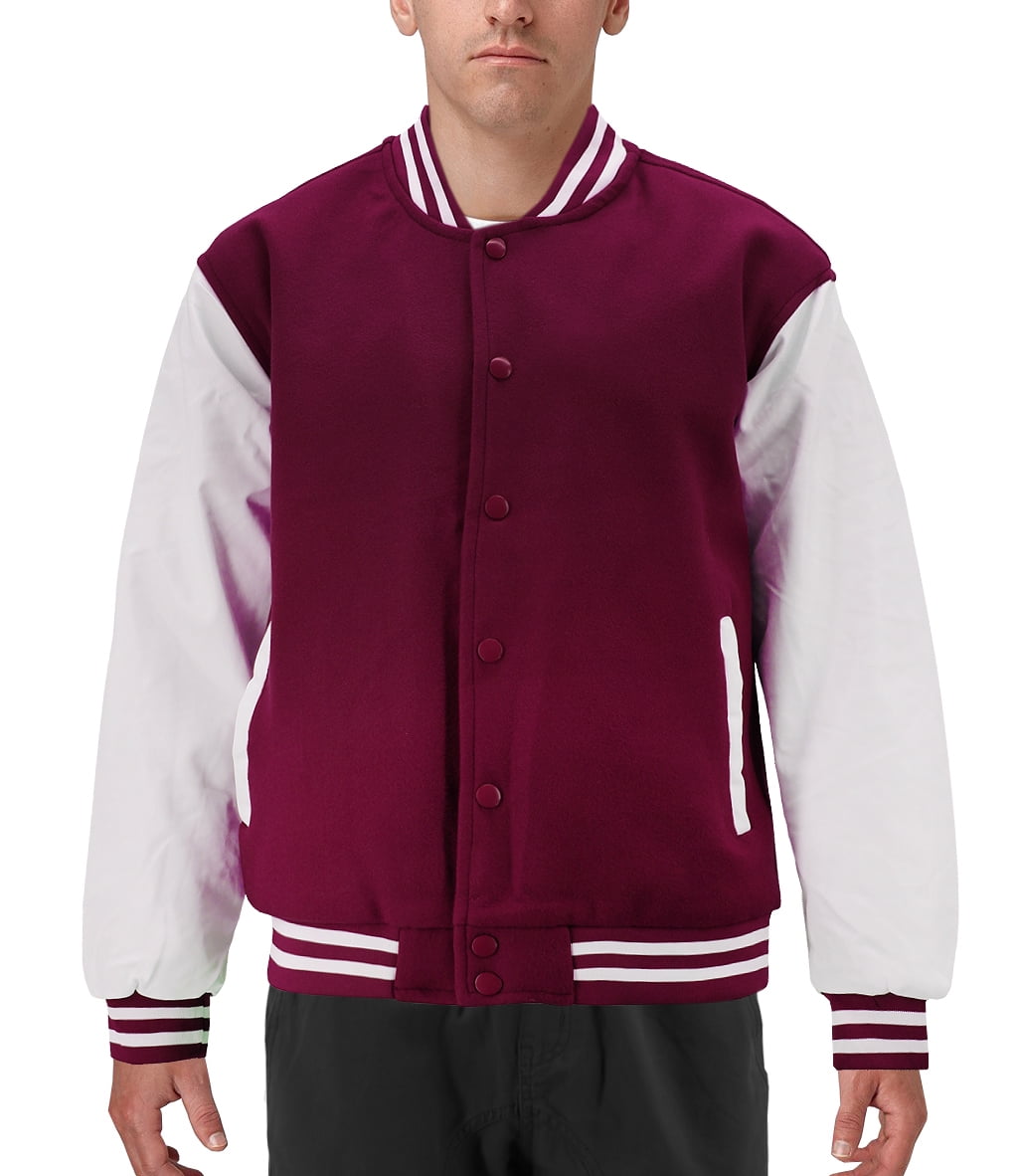 Men's Classic Two Tone Snap Button College Sports Letterman