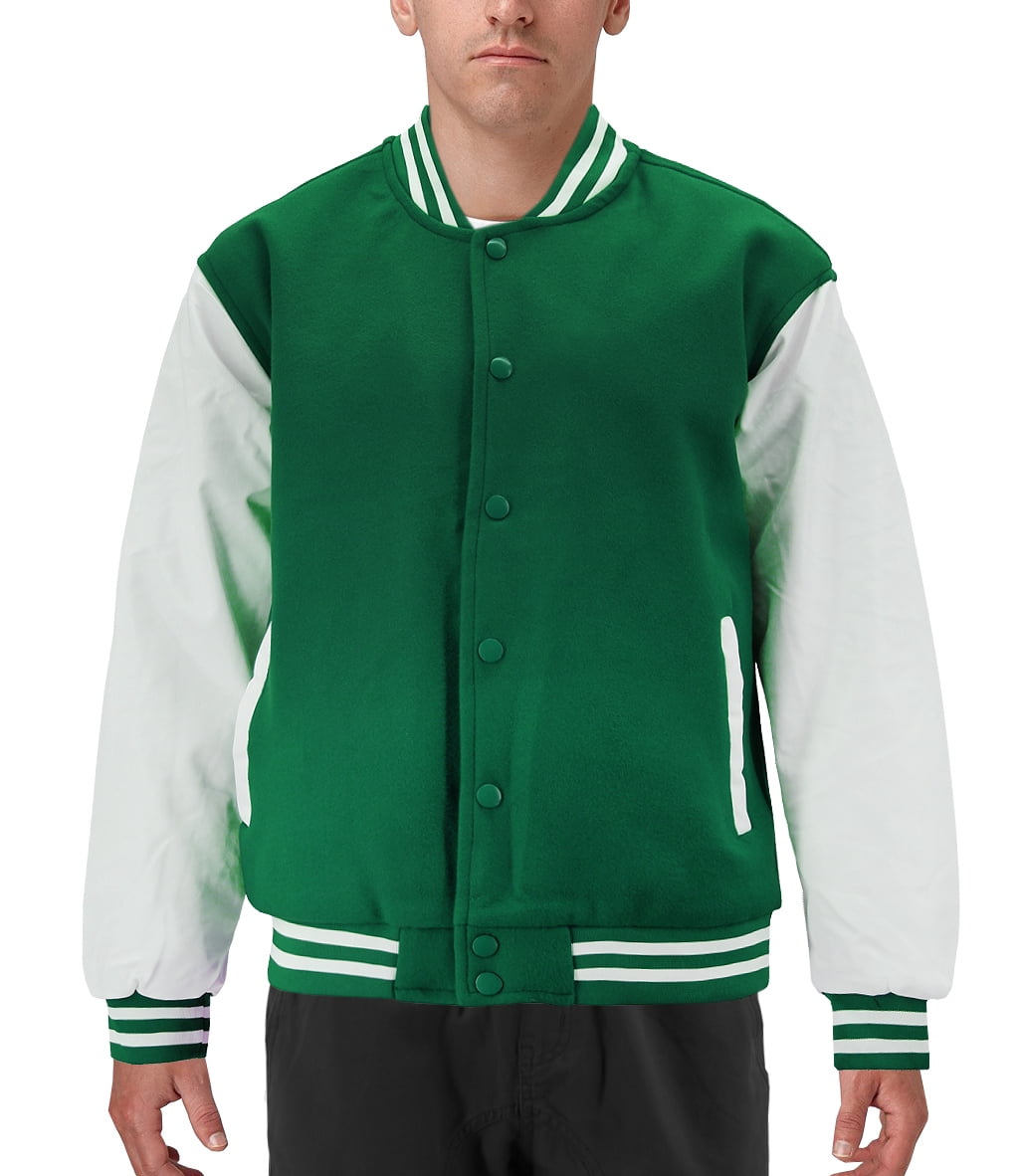 Men's Classic Two Tone Snap Button College Sports Letterman Varsity