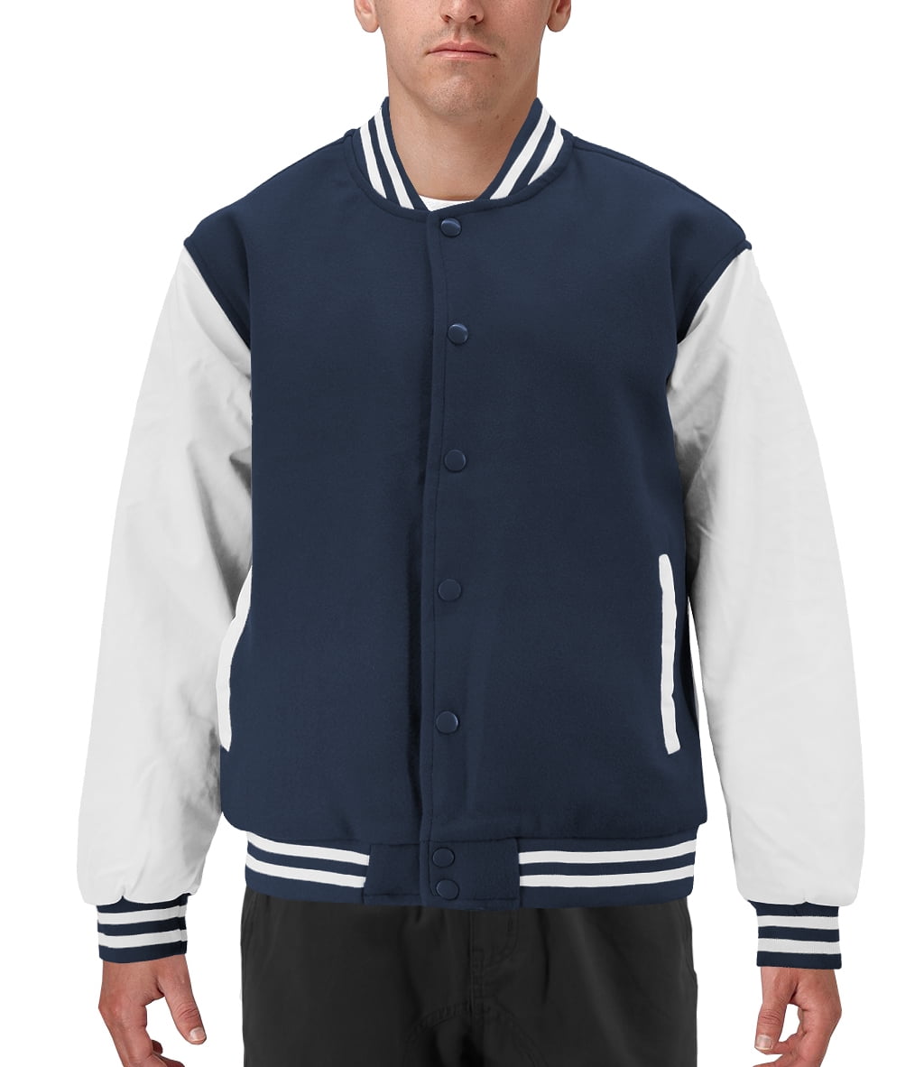 Navy Blue and Grey Varsity Jacket