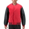 thumbnail image 1 of Men's Classic Two Tone Snap Button College Sports Letterman Varsity Jacket (Red/Black, L), 1 of 3