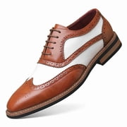 Men s Classic Two-Tone Wingtip Brogue Oxford Dress Shoes, Formal Lace-Up Business Shoes for Men for Wedding Business Formal Occasions