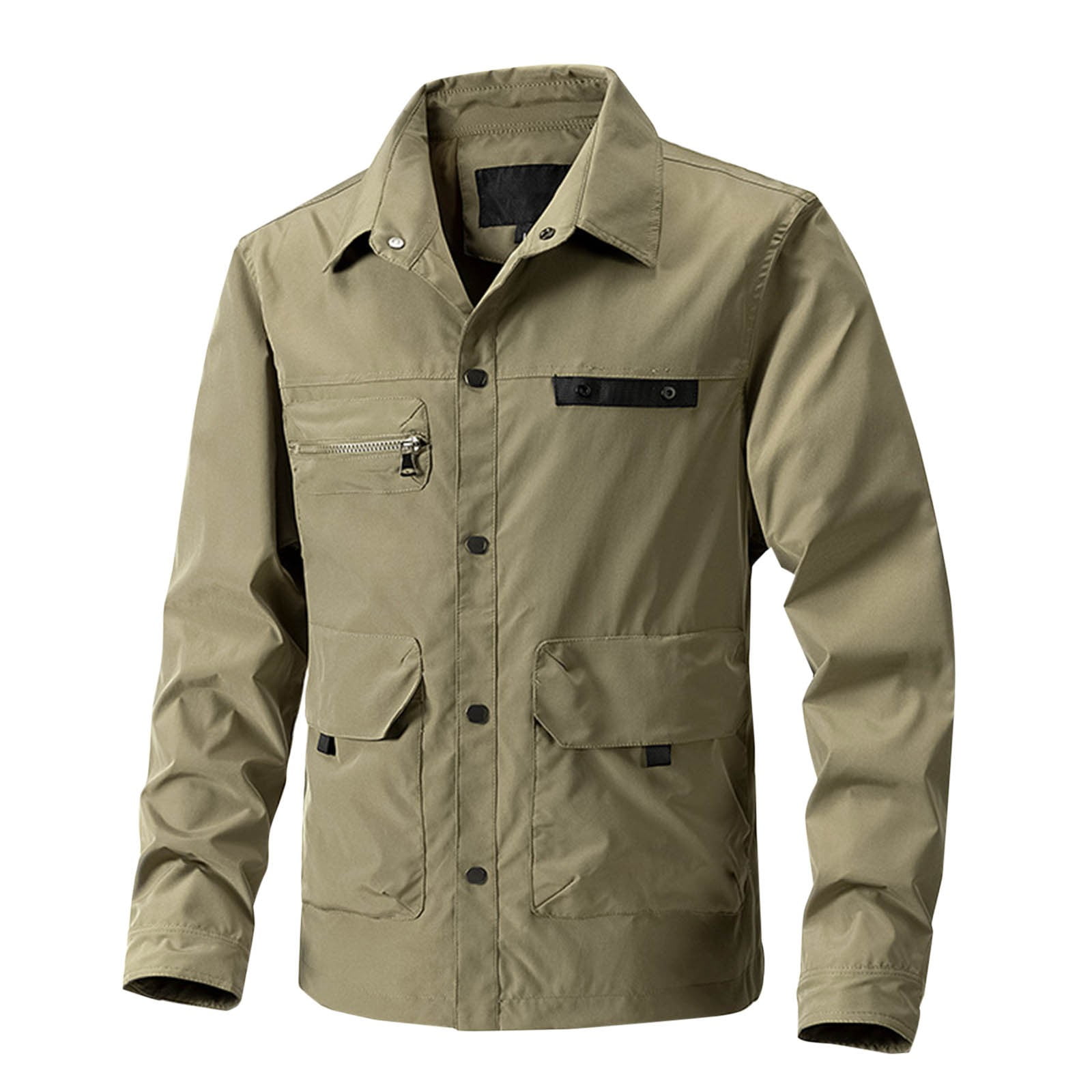 Men's Classic Utility Jacket with Multi Pockets Nylon Cotton Work