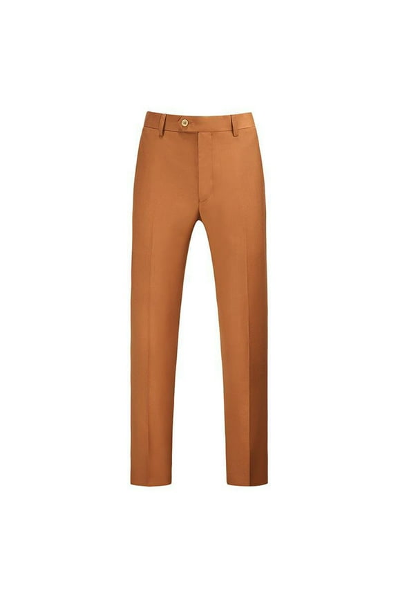 Men's Classic Veneer Crease Flat Head Chinos Mature Men's Straight Leg Pants