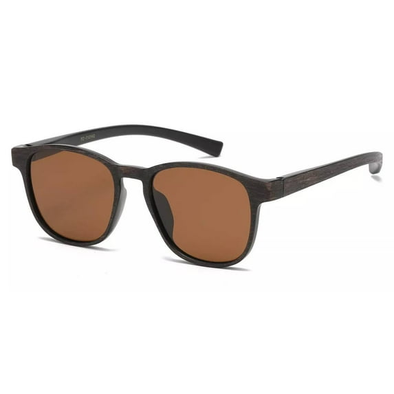 Men's Classic Vintage Retro Polarized Sunglasses - Faux Wood Brown Frame
