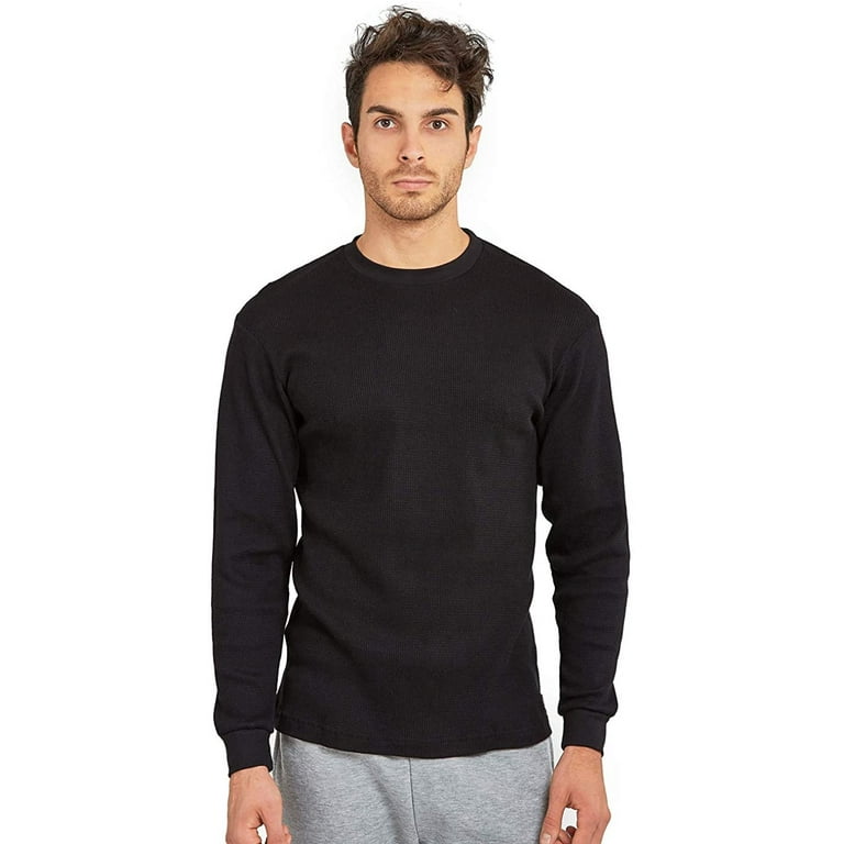 Men s Classic Waffle Knit Heavy Thermal Top 3XL Black