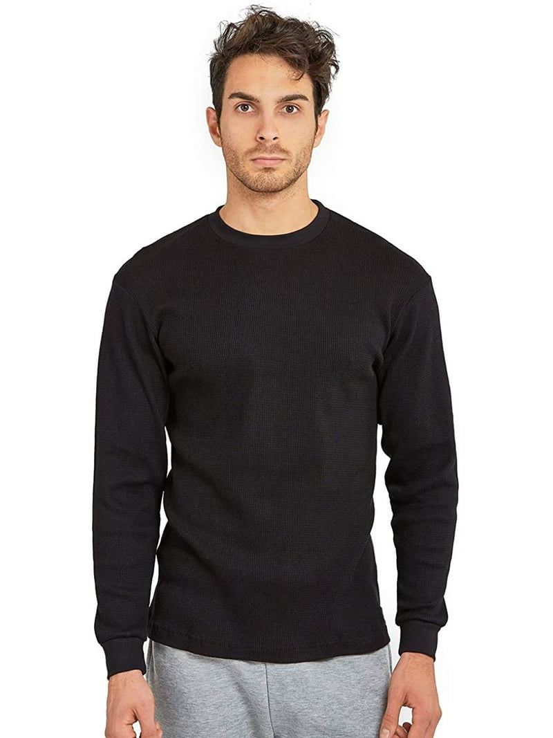 Men's Classic Waffle-Knit Heavy Thermal Top L, Black - Walmart.com