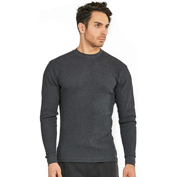 Men's Classic Waffle-Knit Heavy Thermal Top S, Charcoal