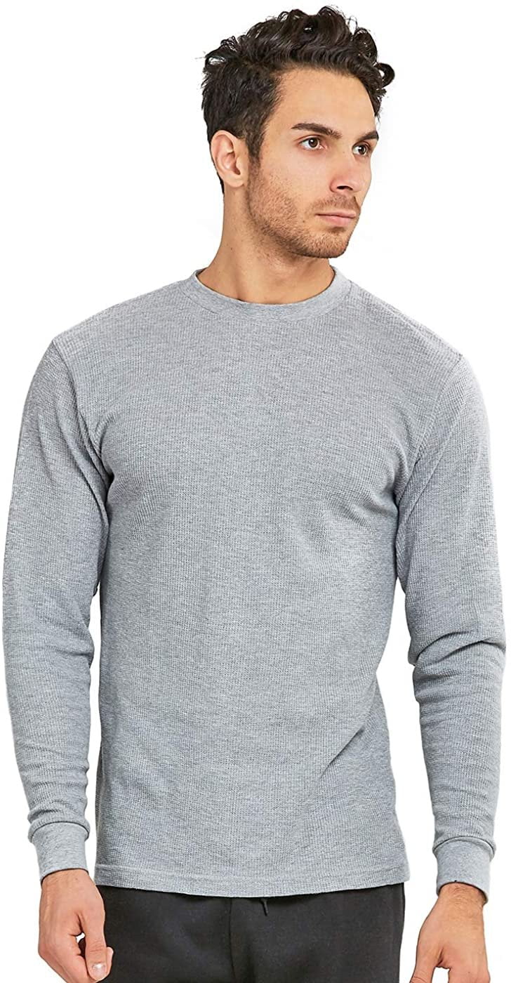Men s Classic Waffle Knit Heavy Thermal Top S Heather Gray