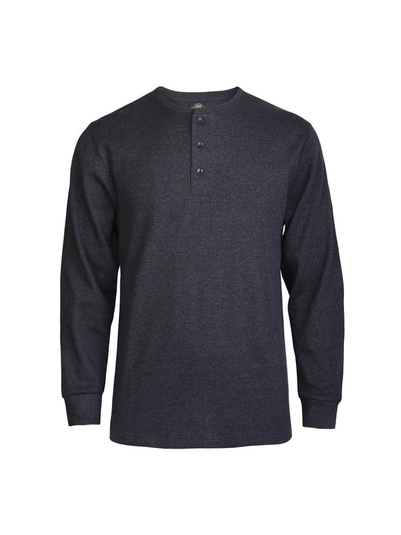 3 Packs of TheLovely Men's Classic Waffle Knit Medium Weight Thermal 3-Buttons Henley Long Sleeve Tee Shirts Top