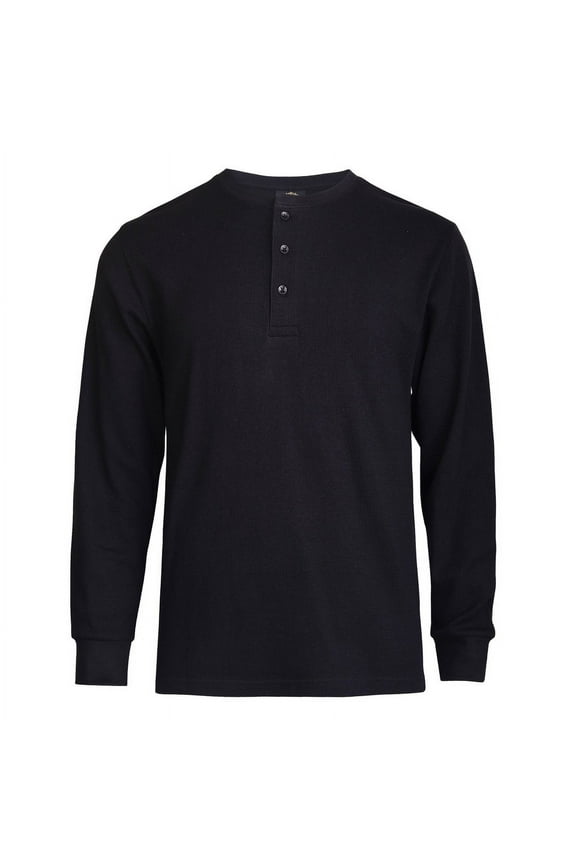 3 Packs of TheLovely Men's Classic Waffle Knit Medium Weight Thermal 3-Buttons Henley Long Sleeve Tee Shirts Top