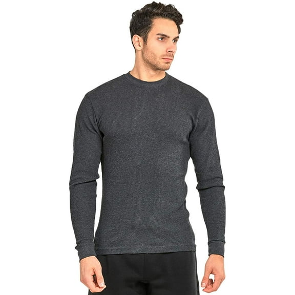 Men's Classic Waffle-Knit Medium Weight Thermal Top L, Charcoal