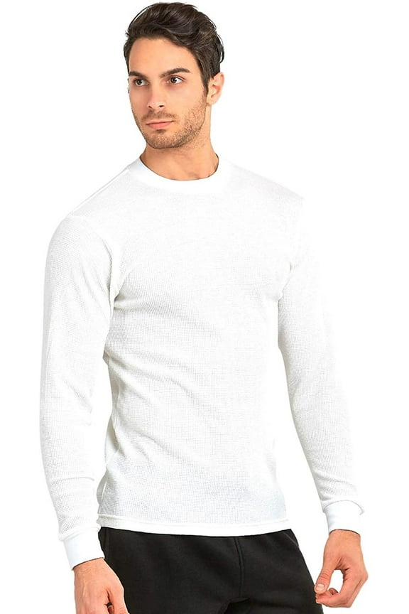 Men's Classic Waffle-Knit Medium Weight Thermal Top M, White