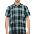 thumbnail image 1 of Men’s Classic Western Short Sleeve Button Down Casual Plaid Cowboy Shirt (Hunter Green/Black/White, XL), 1 of 3