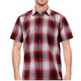thumbnail image 1 of Men’s Classic Western Short Sleeve Button Down Casual Plaid Cowboy Shirt (Red/Black/White, XL), 1 of 3