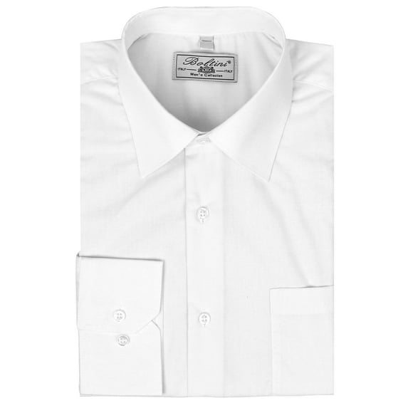 Men's Classic White Button Down Long Sleeve French Cuff Slim Fit Dress Shirt (White, Large 36/37)