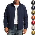 thumbnail image 1 of Men's Classic Windbreaker Old Money Golf Jacket Stand Collar Lightweight Full Zip Outerwear with Zipper Pockets for Hiking Travel, Dark Blue, XXXL, 1 of 8