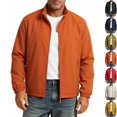 thumbnail image 1 of Men's Classic Windbreaker Old Money Golf Jacket Stand Collar Lightweight Full Zip Outerwear with Zipper Pockets for Hiking Travel, Orange, XXXL, 1 of 8