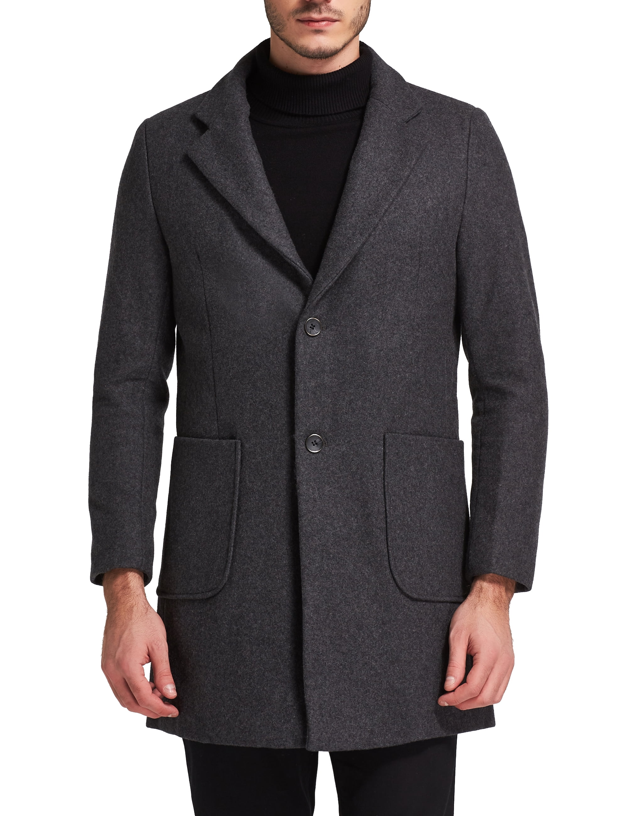 Men's Classic Wool Blend Pea Coat Outwear Blazer Suit - Walmart.com