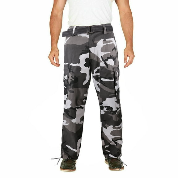Men's Classic Work Colorful Slim Fit Belted Twill Cargo Pants (6CP01 - Old City, 42,32)