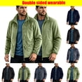 thumbnail image 1 of Men's Classic Zip Front Polar Fleece Jacket Army Green M, 1 of 9