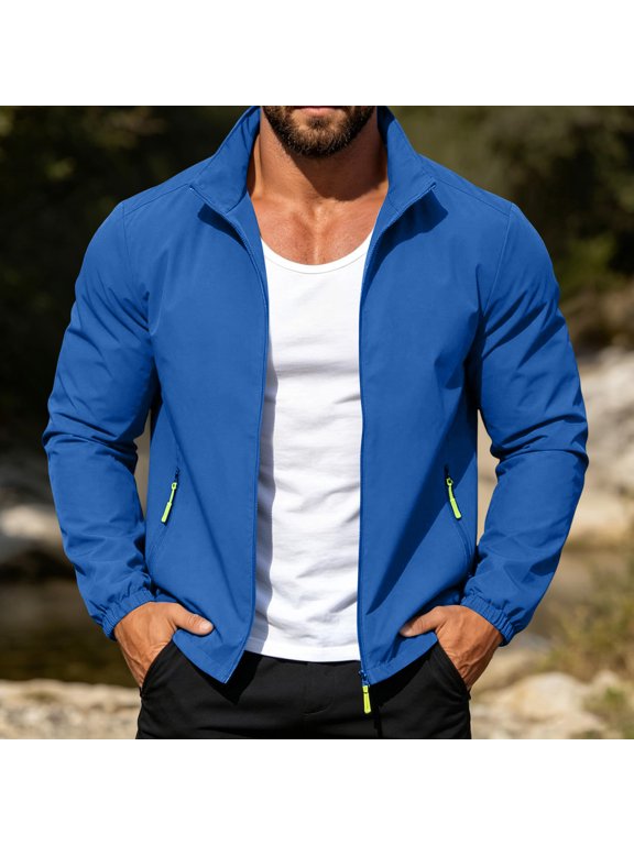 Men's Classic Zip Front Polar Fleece Jacket Royal Blue L