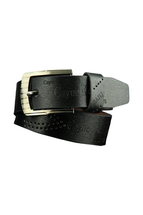 Men's Classical PU Leather Belts With Embossed Letter Pattern Simple Pin Buckle Waist Belt For Business And Casual Wear