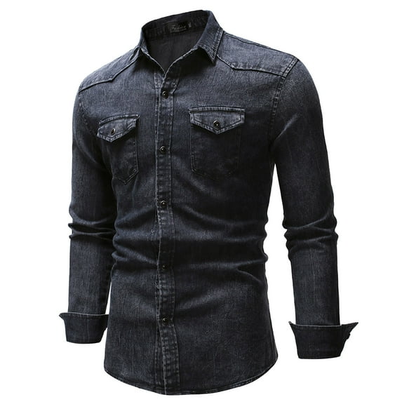 Men's Clearance Button Down Shirt Casual Regular-Fit Dress Shirts Shirt For Men Denim Turn-Down Collar Daily Fashion Shirt Long Sleeve Dress Shirts