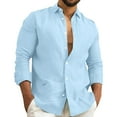 thumbnail image 1 of Men's Clothing Button Down Shirt Casual Regular-Fit Dress Shirts Fashionable Casual Comfortable Trendy And Easy To Solid Color Multi Color Cotton Linen Shirt Long Sleeve Dress Shirts, 1 of 5