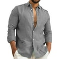 thumbnail image 1 of Men's Clothing Button Down Shirt Casual Regular-Fit Dress Shirts Fashionable Casual Comfortable Trendy And Easy To Solid Color Multi Color Cotton Linen Shirt Long Sleeve Dress Shirts, 1 of 5