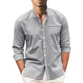 thumbnail image 1 of Men's Clothing Button Down Shirt Casual Regular-Fit Dress Shirts Mens Spring And Summer Fashion Casual Solid Color Cotton And Collar Button Shirt Top Long Sleeve Dress Shirts, 1 of 4