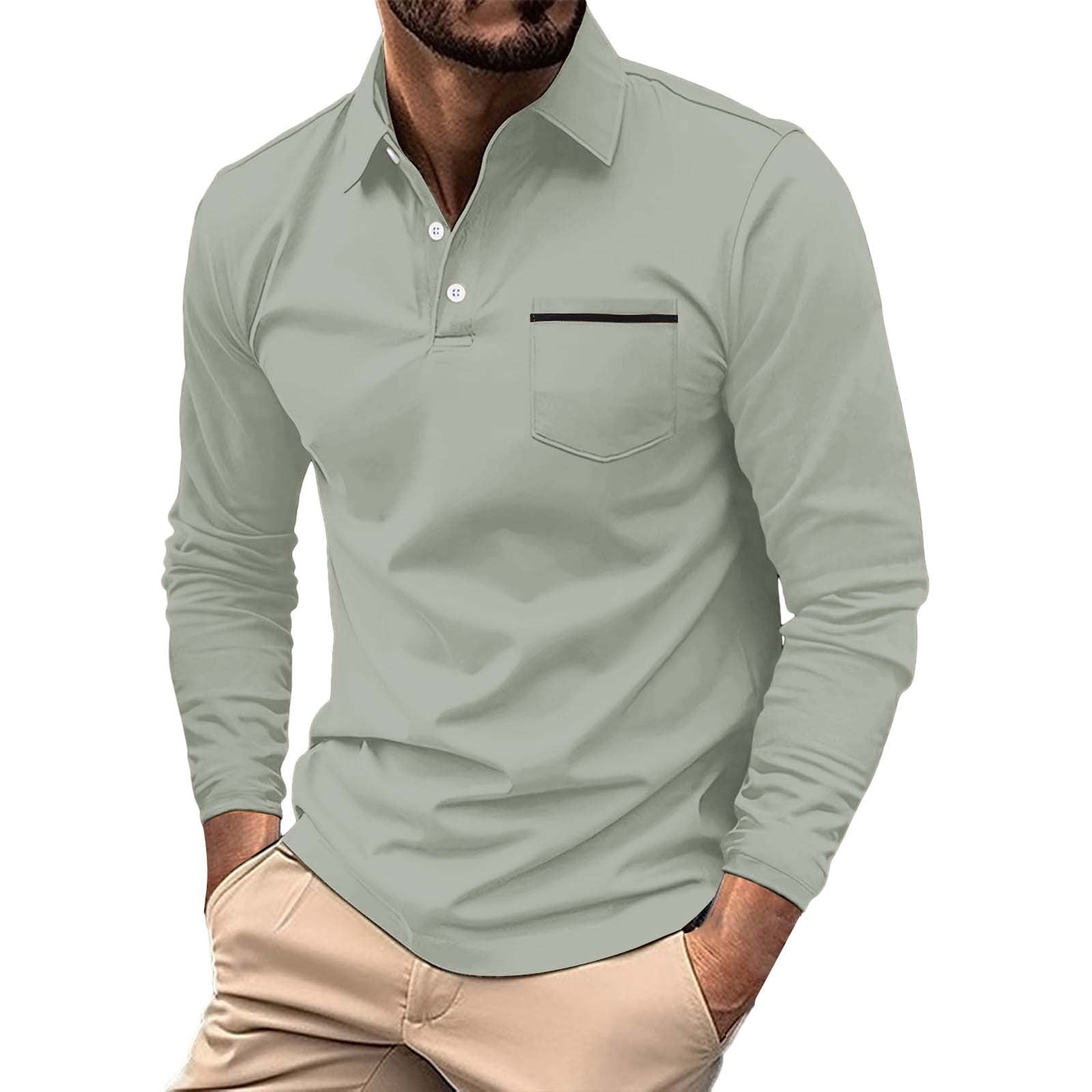 Men's 2025 Shirt Long Sleeve Tactical Shirts Casual Button Solid Color T  Shirt Top Dry Fit Lightweight Golf Shirts Outdoor UPF 50+ Shirt