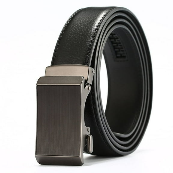 Men's Click Ratchet Belt Dress with Sliding Buckle Adjustable Trim to Exact Fit 28"-43" (Black)
