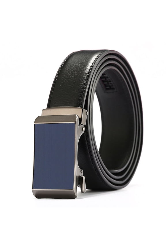 Men's Click Ratchet Belt Dress with Sliding Buckle Adjustable Trim to Exact Fit 28"-43" (Blue)