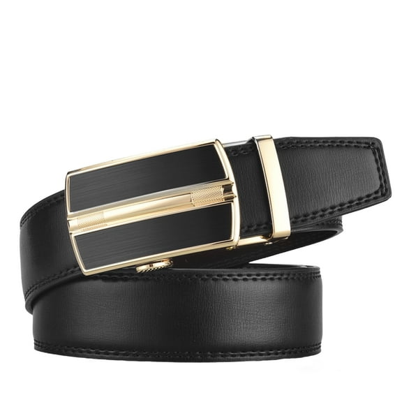 Men's Click Ratchet Belt Dress with Sliding Buckle Adjustable Trim to Exact Fit 28"-43" (Gold)