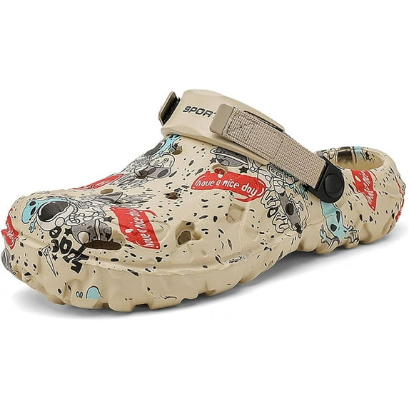 Men's Clogs Athletic Sports Outdoor Slip-on Mules with Cushion Beach Non Slip Home Sandals with Adjustable Back Strap - River Edge