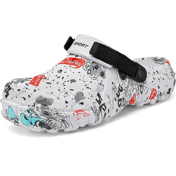Men's Clogs Athletic Sports Outdoor Slip-on Mules with Cushion Beach Non Slip Home Sandals with Adjustable Back Strap - River Edge