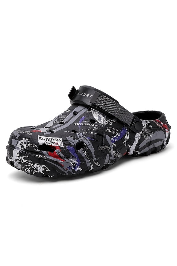 Men's Clogs, Summer Outdoor Wear with Thick Sole for a "Stepping on Poop" Feel, Non-Slip Closed-Toe Slippers, Outdoor Sports Beach Sandals Clogs
