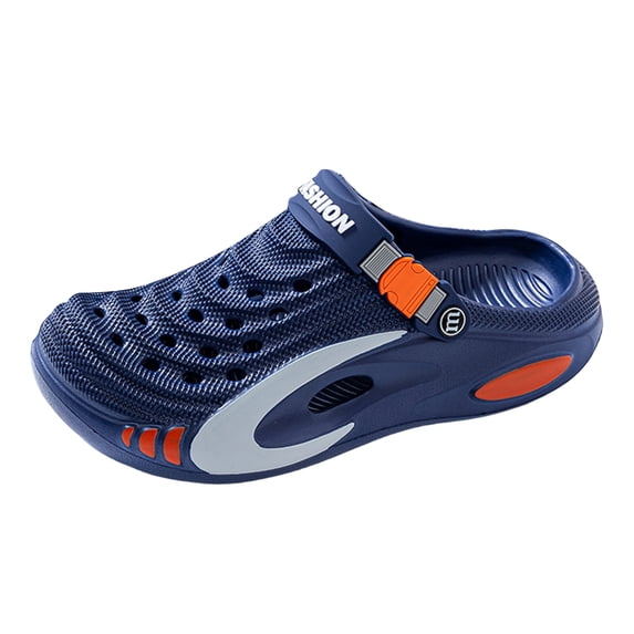 Men's Close Toe Platform Sandals Wide Width Breathable Slip on Clogs Lightweight Non Slip Garden Work Shoes Blue Size 8