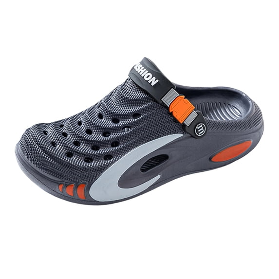 Men's Close Toe Platform Sandals Wide Width Breathable Slip on Clogs Lightweight Non Slip Garden Work Shoes Gray Size 8