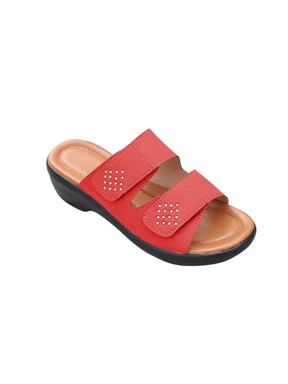 Orthopedic Sandals For Women Arch Support Walking Sandals Two Straps Wedge Sandals Comfortable Outdoor Shoes