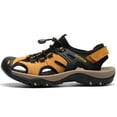 thumbnail image 1 of Men's Closed Toe Leather Sandals Outdoor Hiking Fisherman Shoes Non-Slip Beach Sandal Sport Waterproof Athletic Comfortable Camel 8, 1 of 9