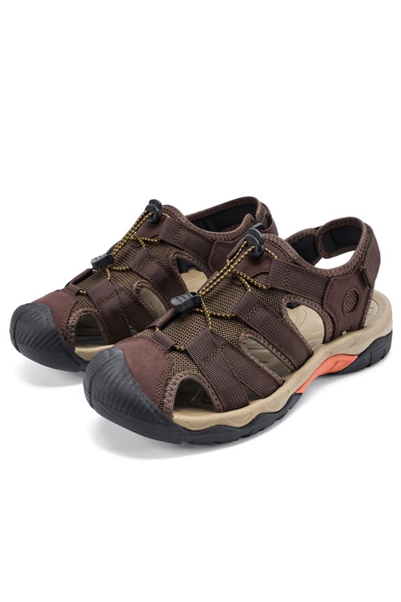 Men's Closed Toe Quick Lock Outdoor Sports Sandals Protective Non Slip Breathable Hiking Walking Sandals