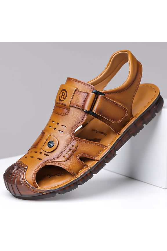Men's Closed Toe Two-Wear Genuine Leather Outdoor Sandals