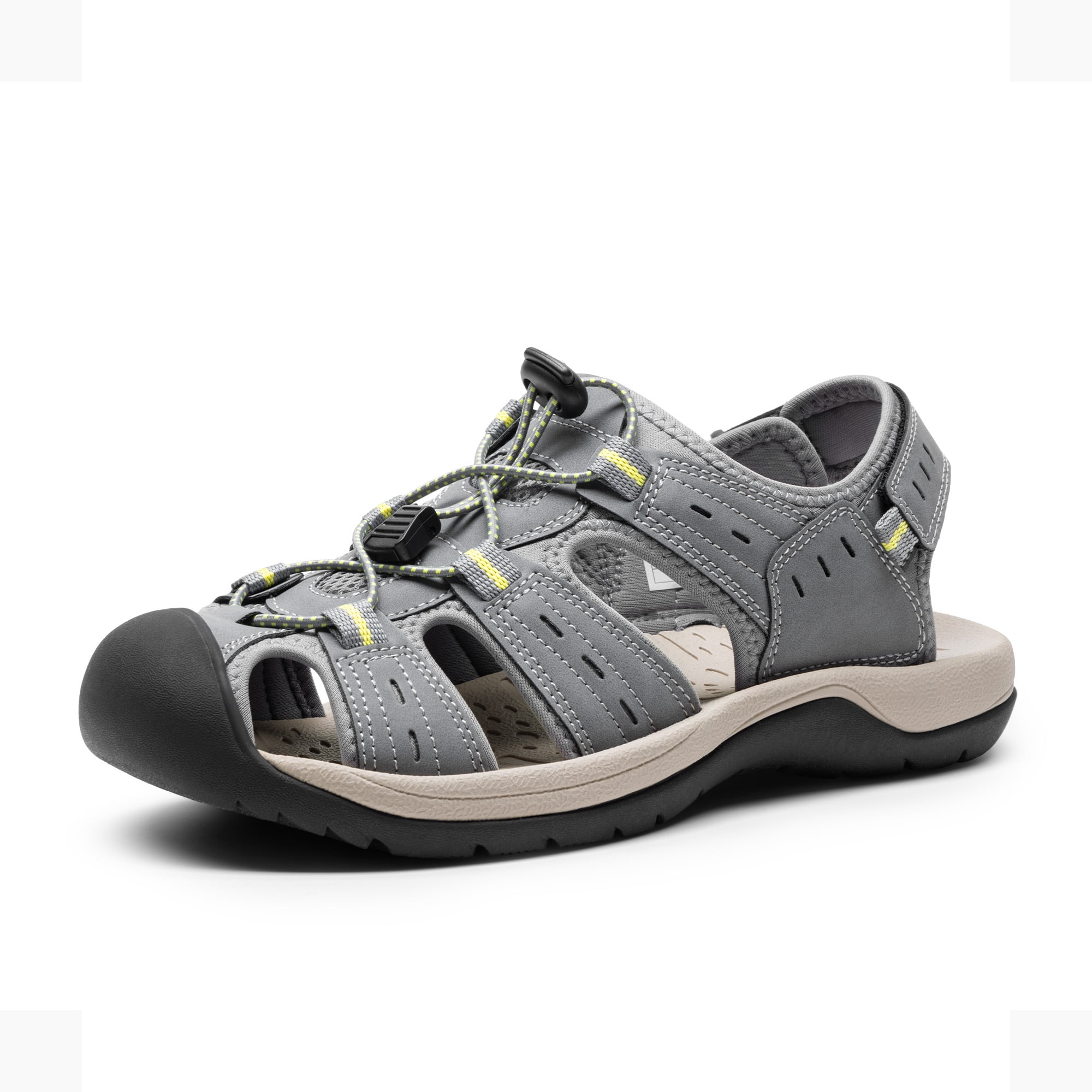 Men\'s Gray Closed-Toe Orthofeet Alpine Fisherman Sandals with Hook & Loop Strap Gray Fisherman Sandals for Men for sale | eBay main image 3