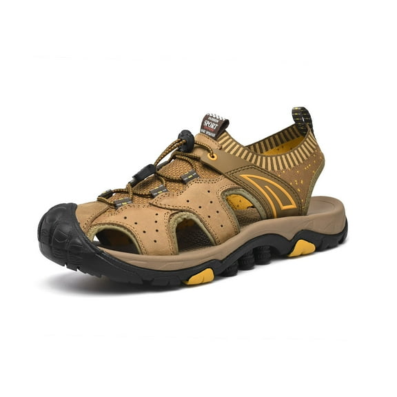 Men's Closed-toe Sandals For Outdoor Activities Beach Shoes Lightweight And Comfortable Fisherman Shoes Hiking And Casual Wear Yellow 8.5 US